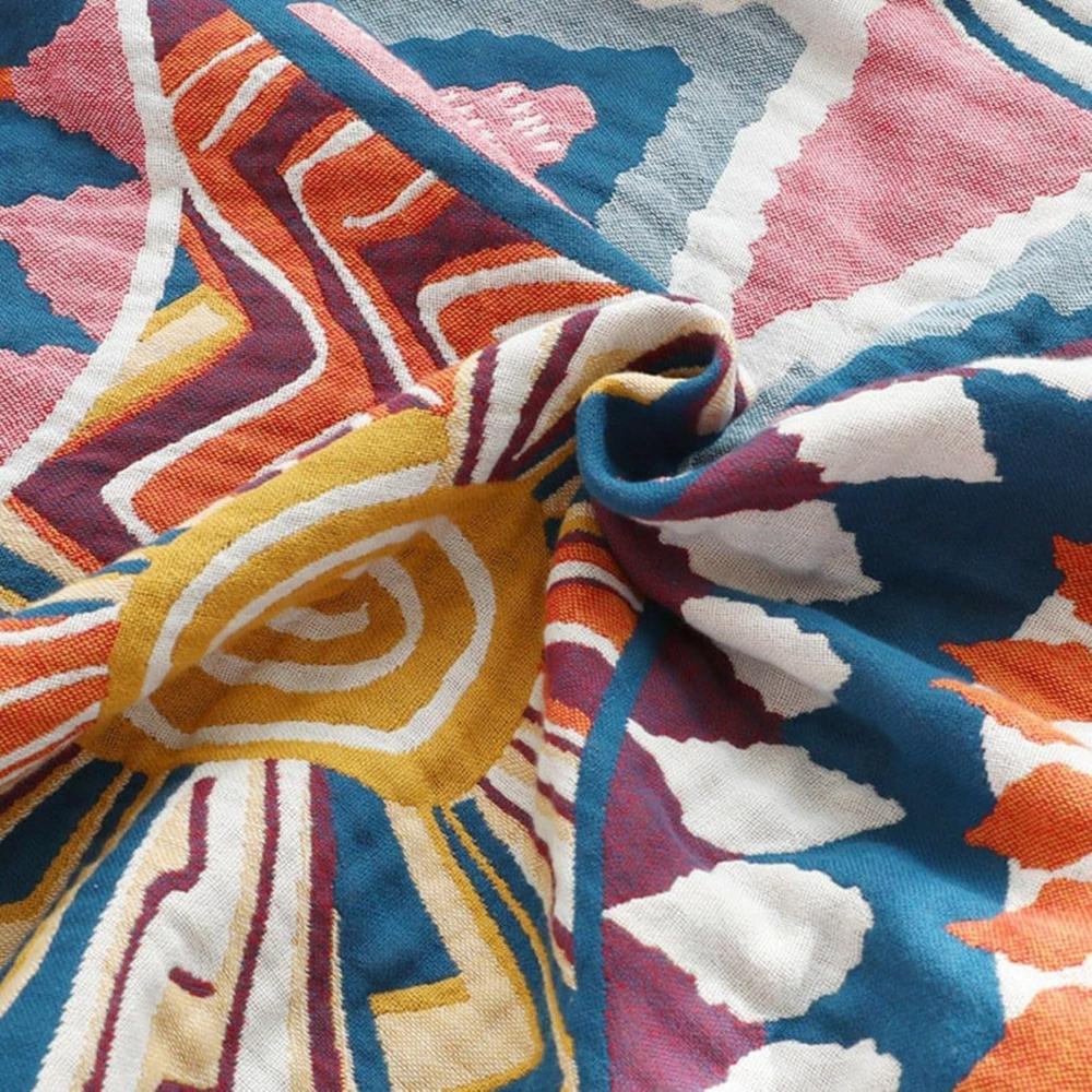 Plaid en coton doux Sunburst pour décoration intérieure chaleureuse