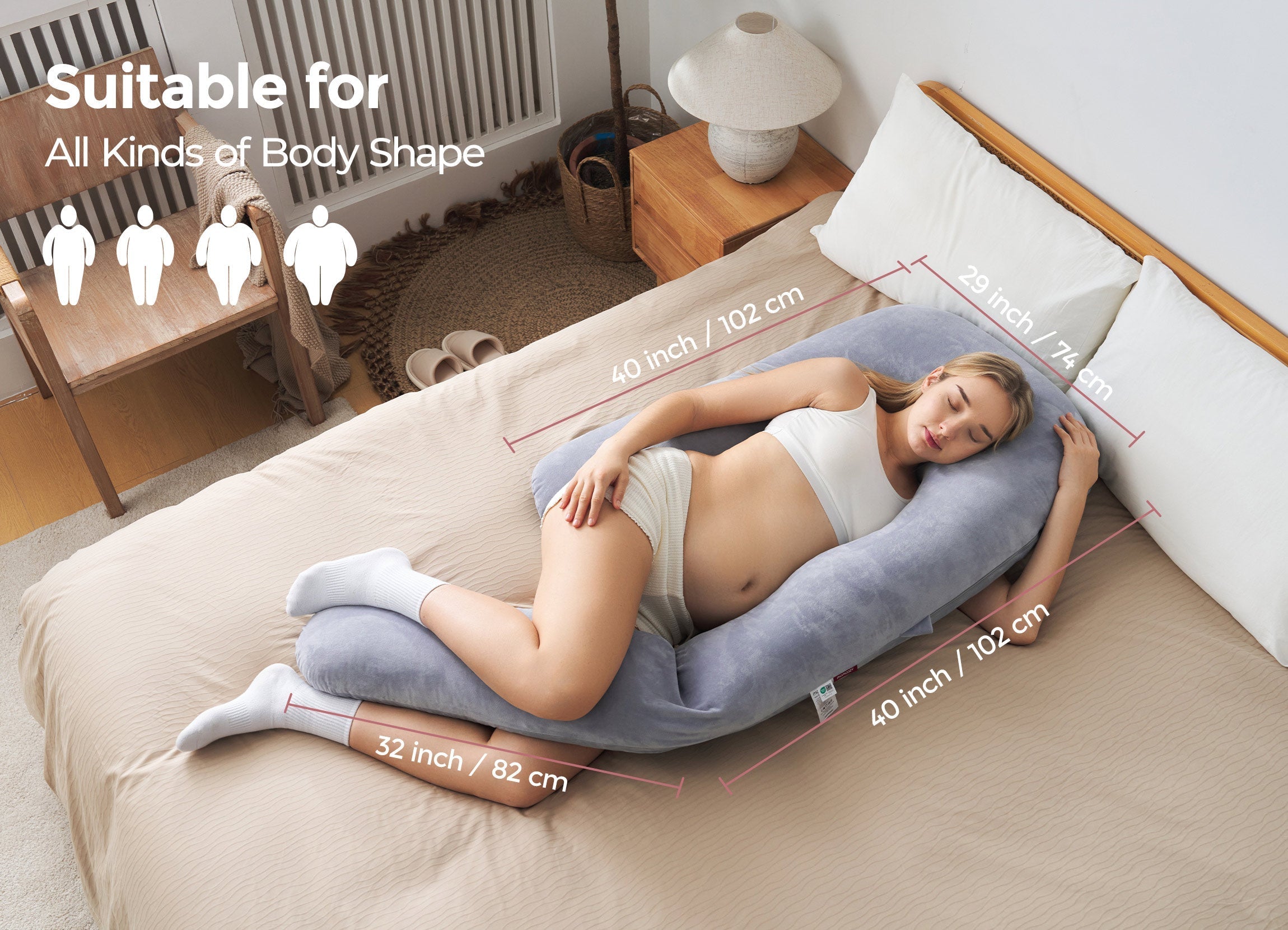 Oreiller de grossesse pour confort et soutien - Oreiller corporel pour le sommeil