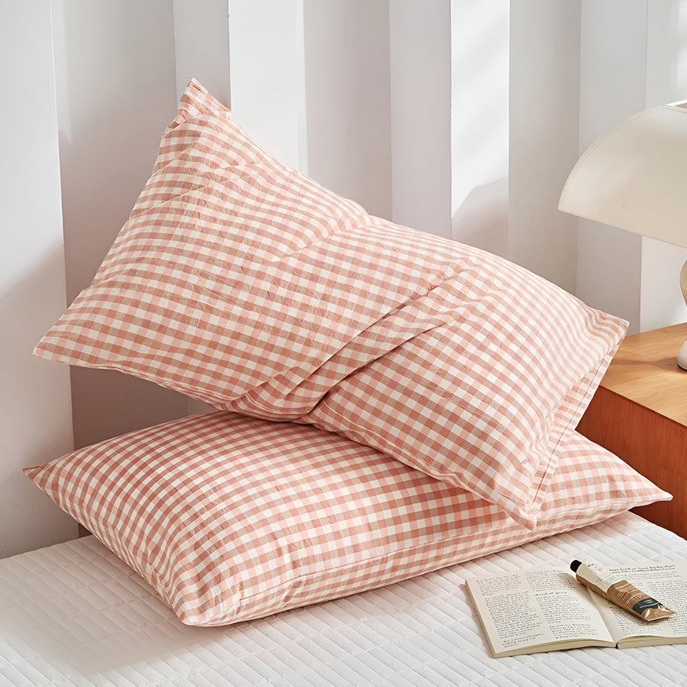 Taies d'oreiller à carreaux doux et confortables pour décoration de chambre