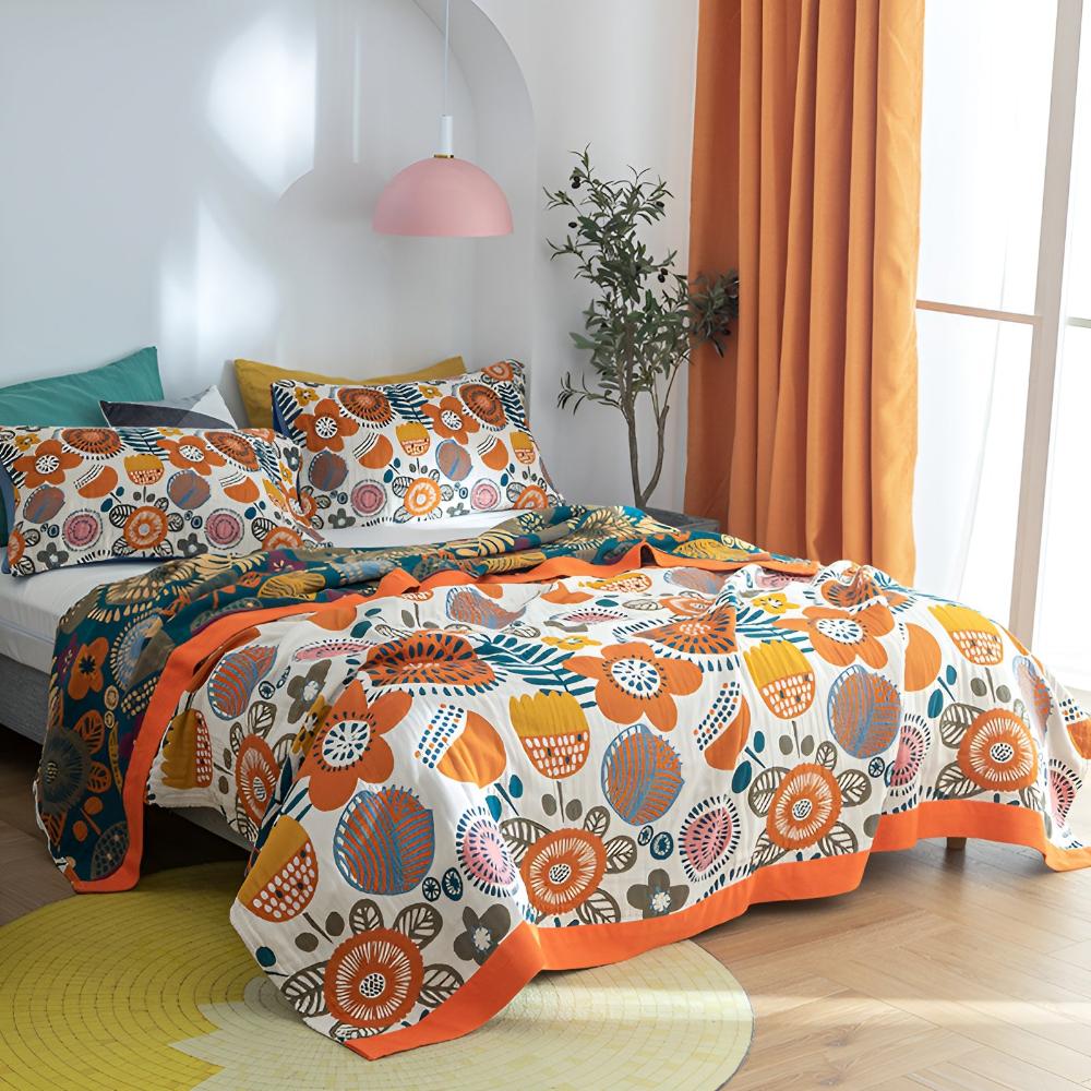 Plaid floral bohème pour une décoration intérieure douillette et des cadeaux