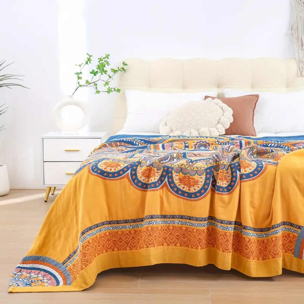 Plaid réversible en peluche Lotus doré pour un confort douillet