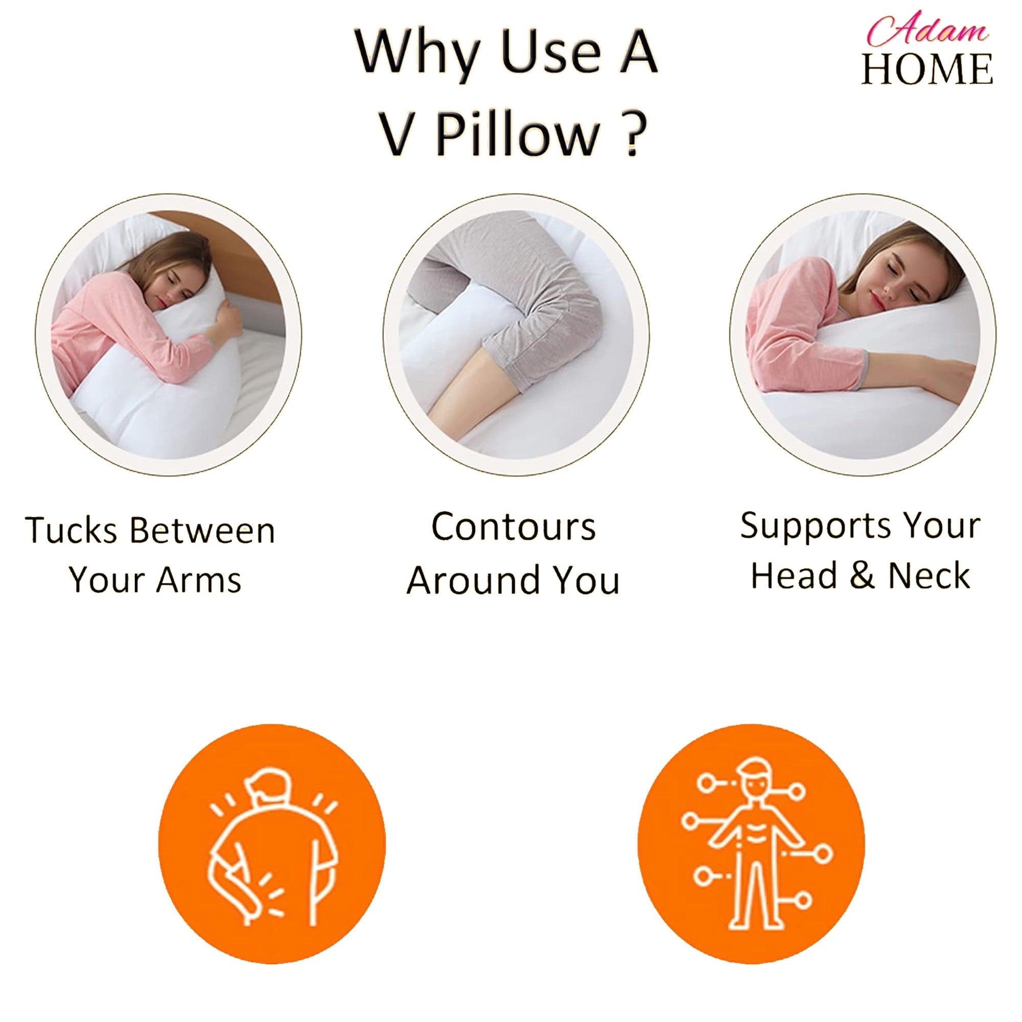 Oreiller en forme de V avec housse - Support cervical supplémentaire rembourré pour la grossesse
