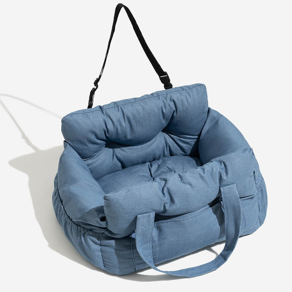 Lit de voyage et siège auto 3-en-1 pour chien avec sangle de transport