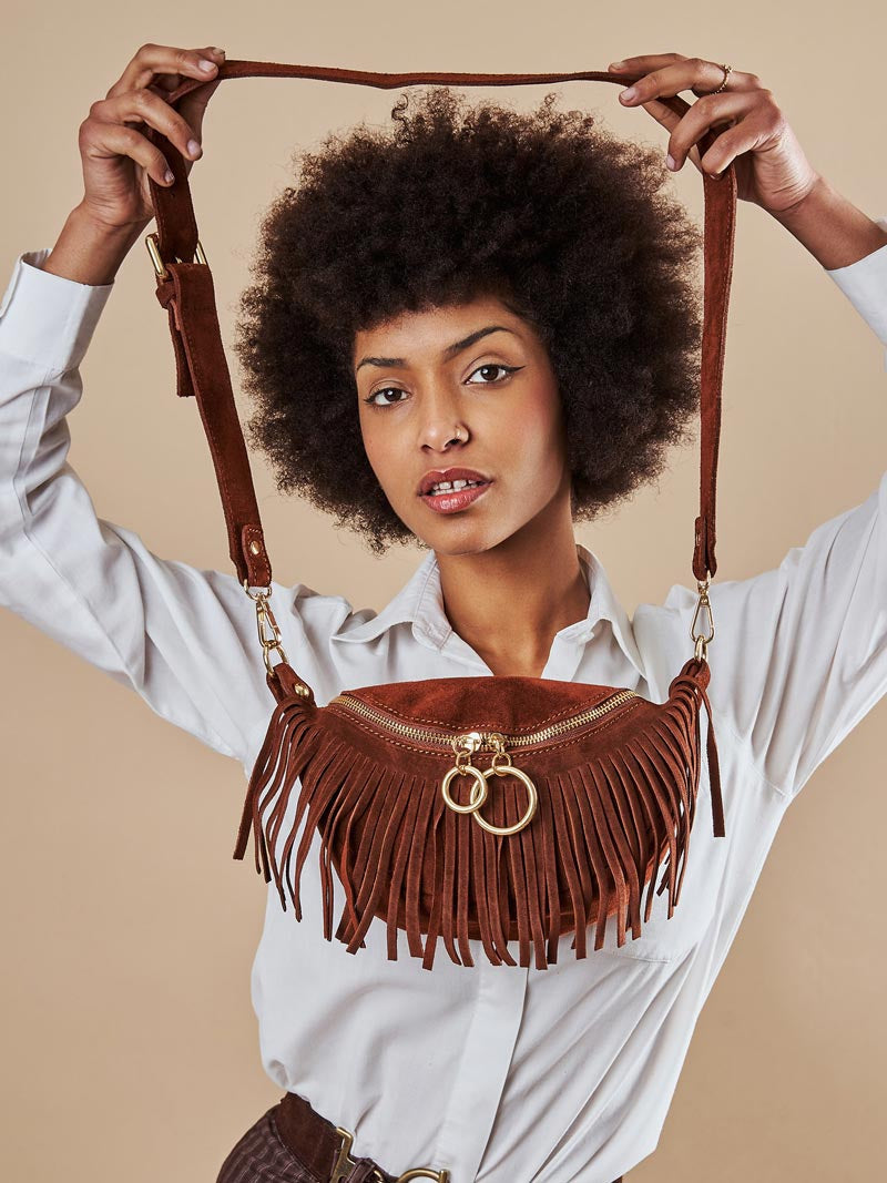 Sac bandoulière en daim à franges
