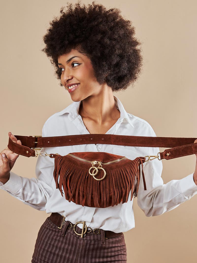 Sac bandoulière en daim à franges