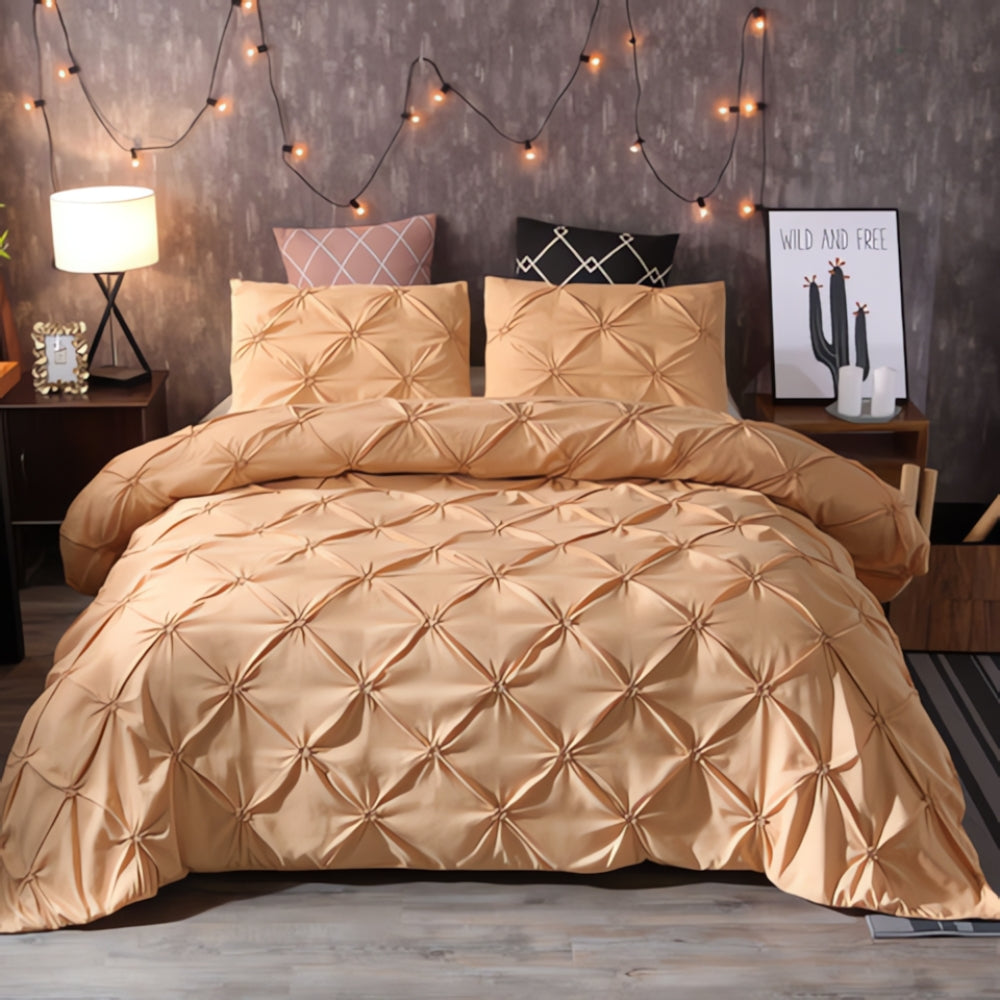 Ensemble de housse de couette Amore luxe à plis pincés - Ensemble de literie élégant
