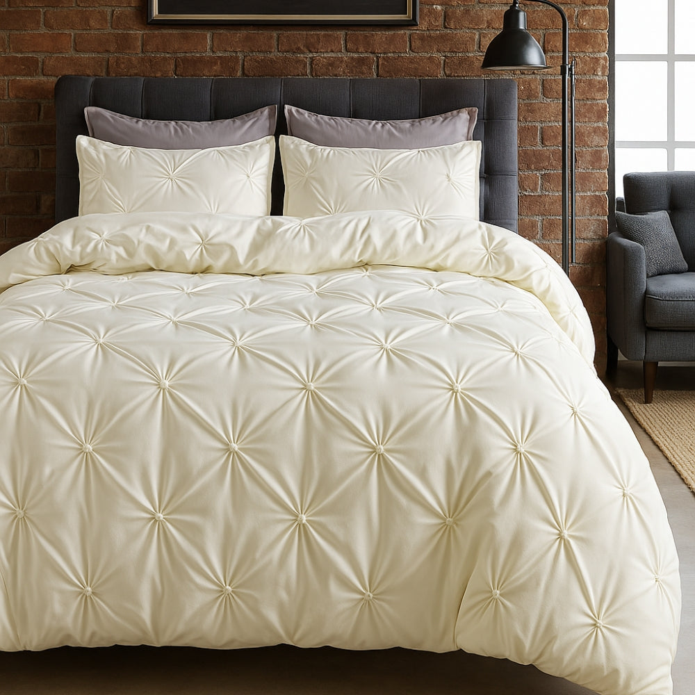 Ensemble de housse de couette Amore luxe à plis pincés - Ensemble de literie élégant