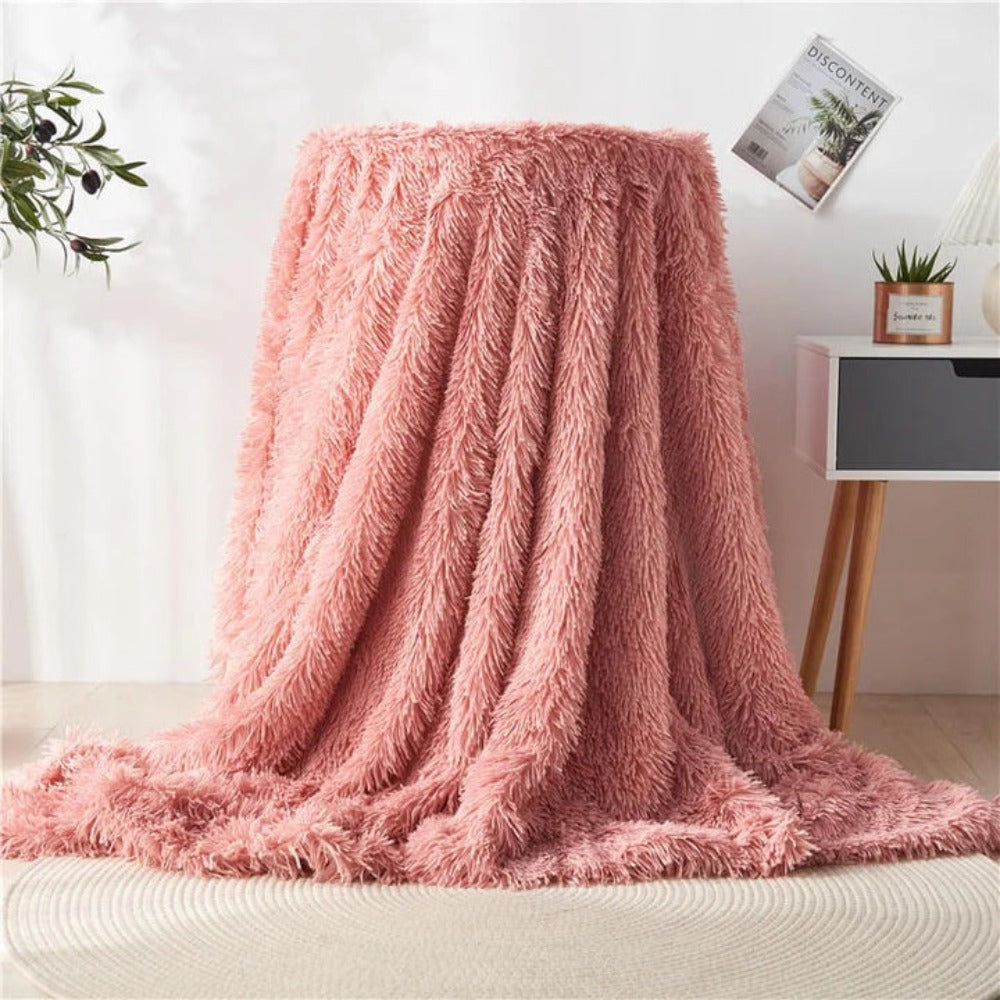 Plaid en fausse fourrure duveteuse confortable pour décoration intérieure et chaleur