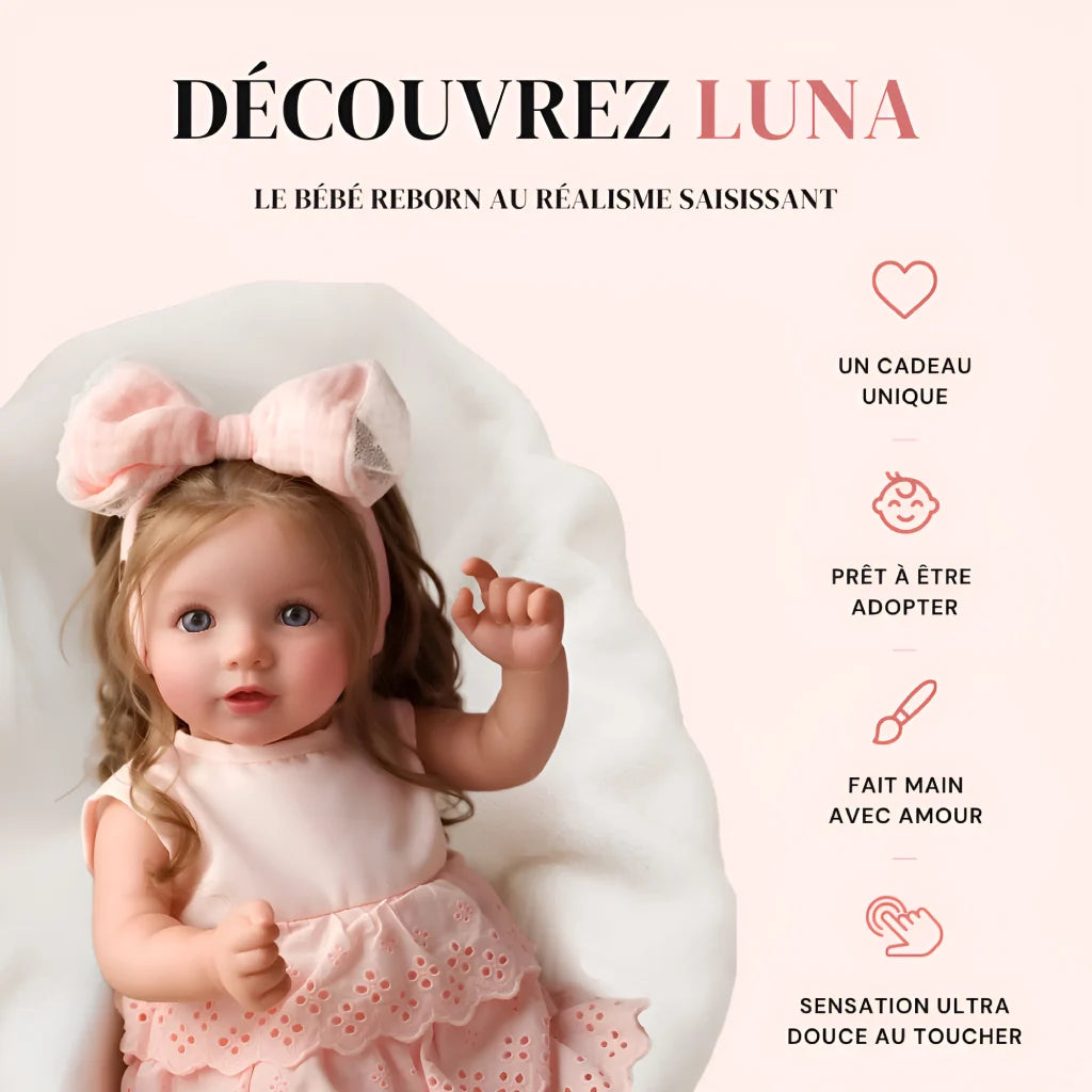 Luna Handmade Reborn Baby Girl Doll with Blue Glass Eyes