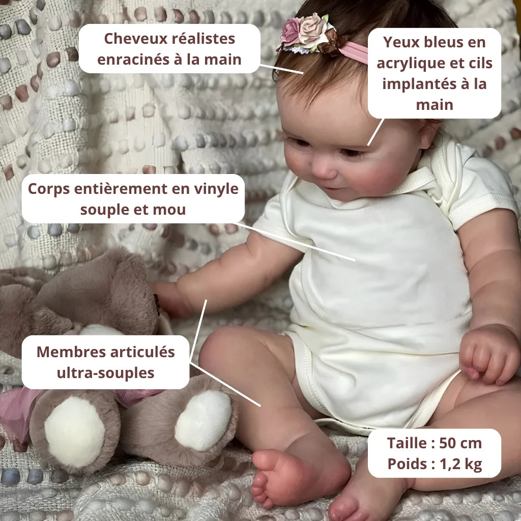 Maddie Handmade Reborn Baby Girl Doll with Dark Brown Hair
