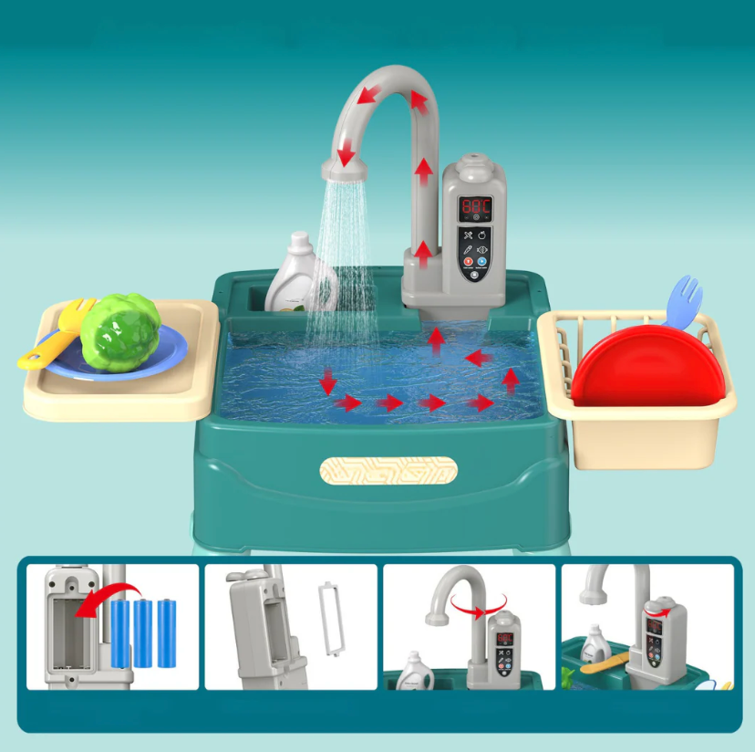 Kids Play Kitchen with Running-Water Tap – WaterWonder Role-Play Set