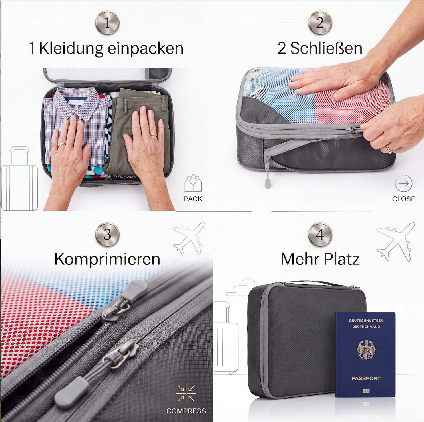 Compressie-inpakzakken - organizer-set voor reiskoffers