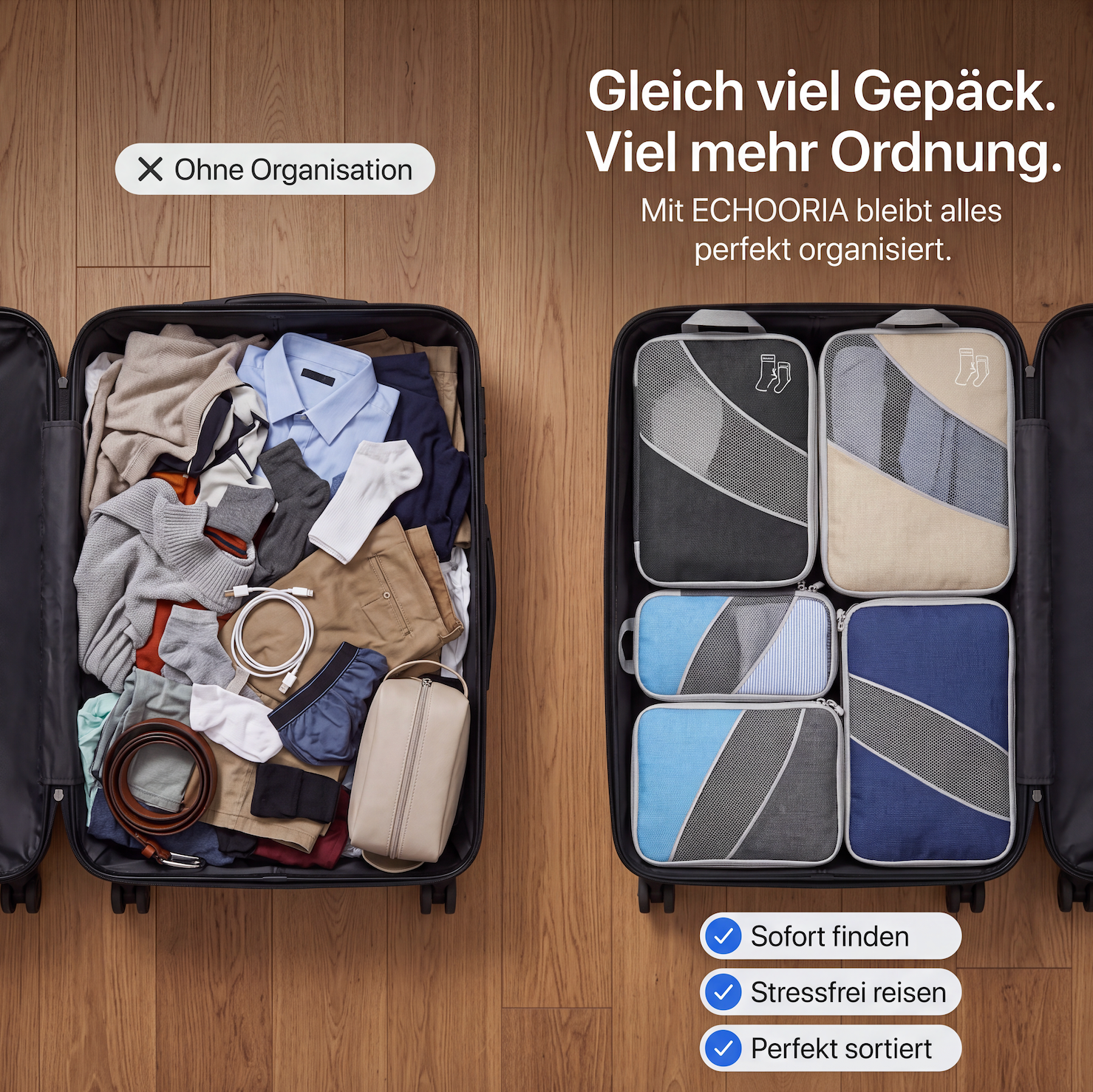 Compressie-inpakzakken - organizer-set voor reiskoffers