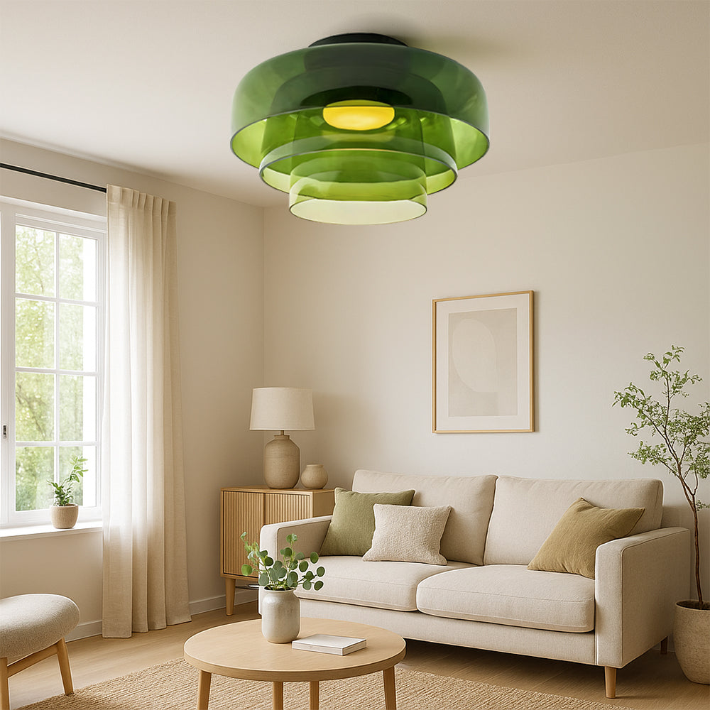 Suspension en verre vert élégante | Lampe de plafond moderne pour la maison