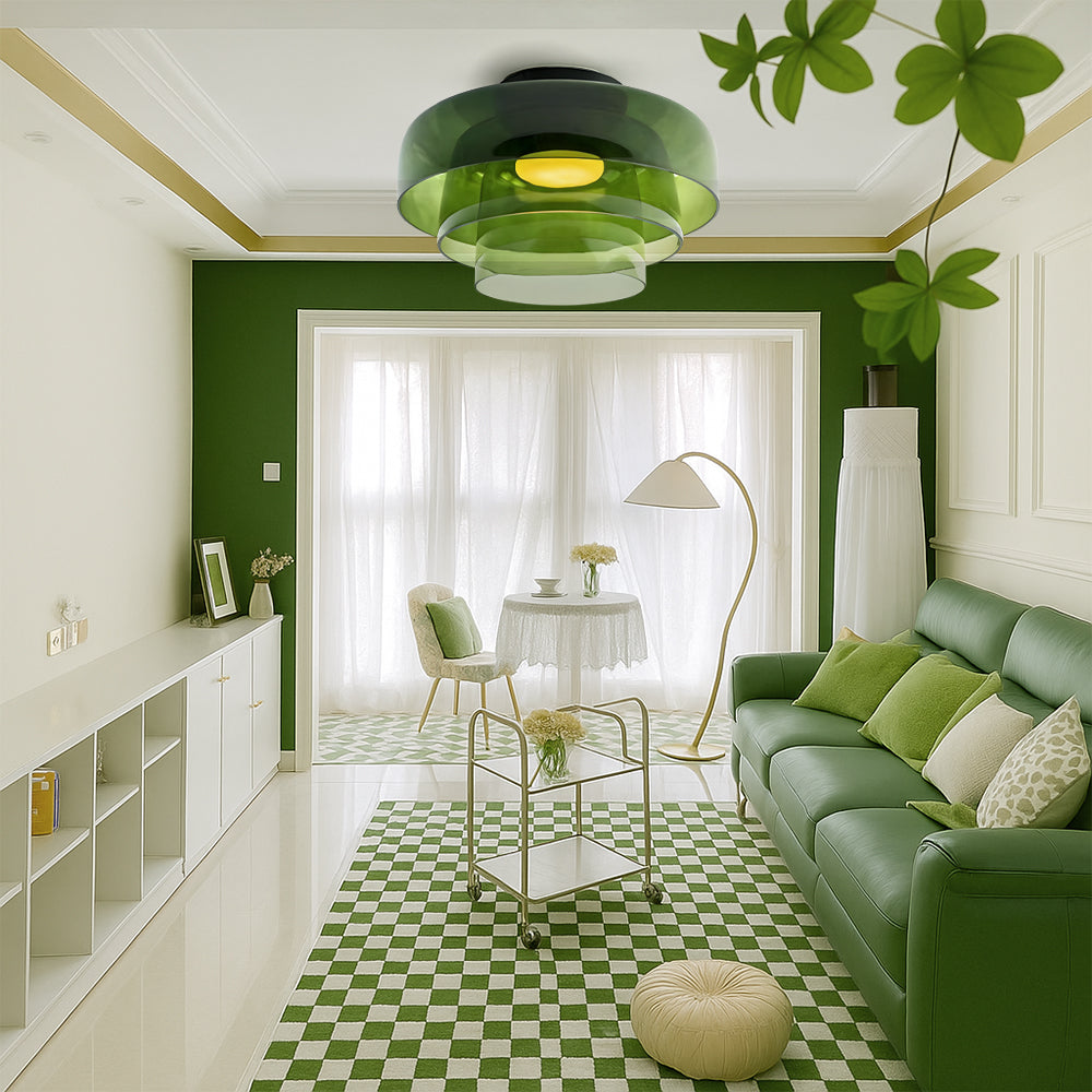 Suspension en verre vert élégante | Lampe de plafond moderne pour la maison