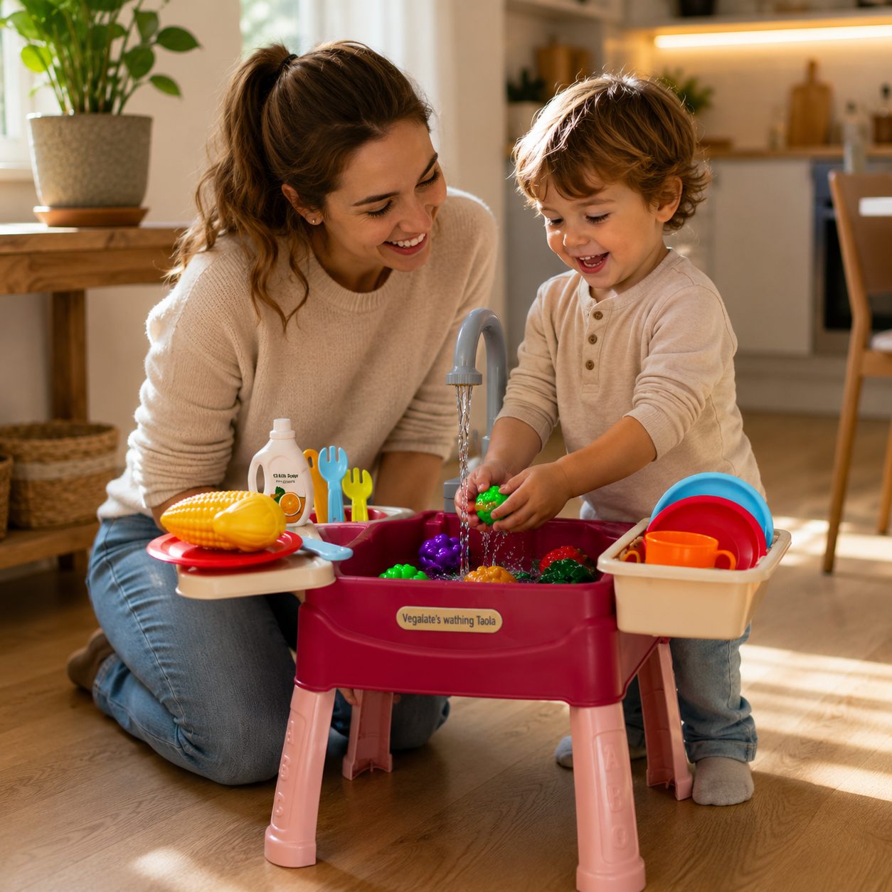 Kids Play Kitchen with Running-Water Tap – WaterWonder Role-Play Set