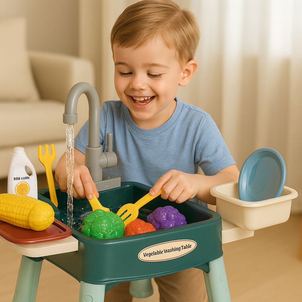 Kids Play Kitchen with Running-Water Tap – WaterWonder Role-Play Set