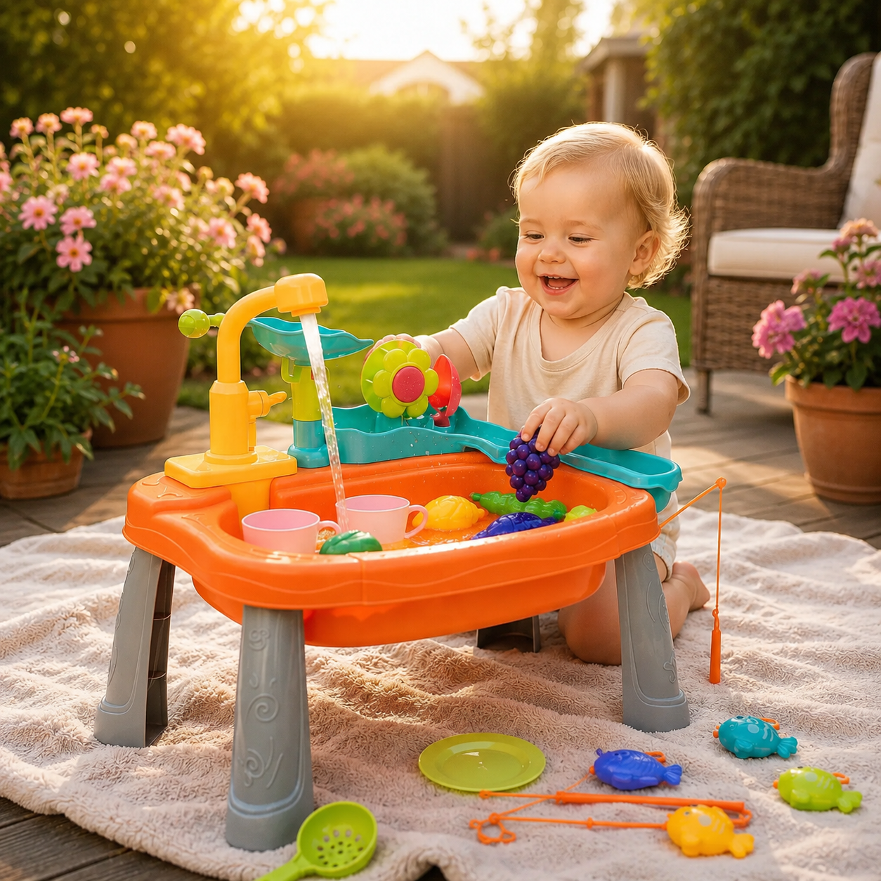 Kids Kitchen Sink Toy with Running Water – Electric Pretend Play Set