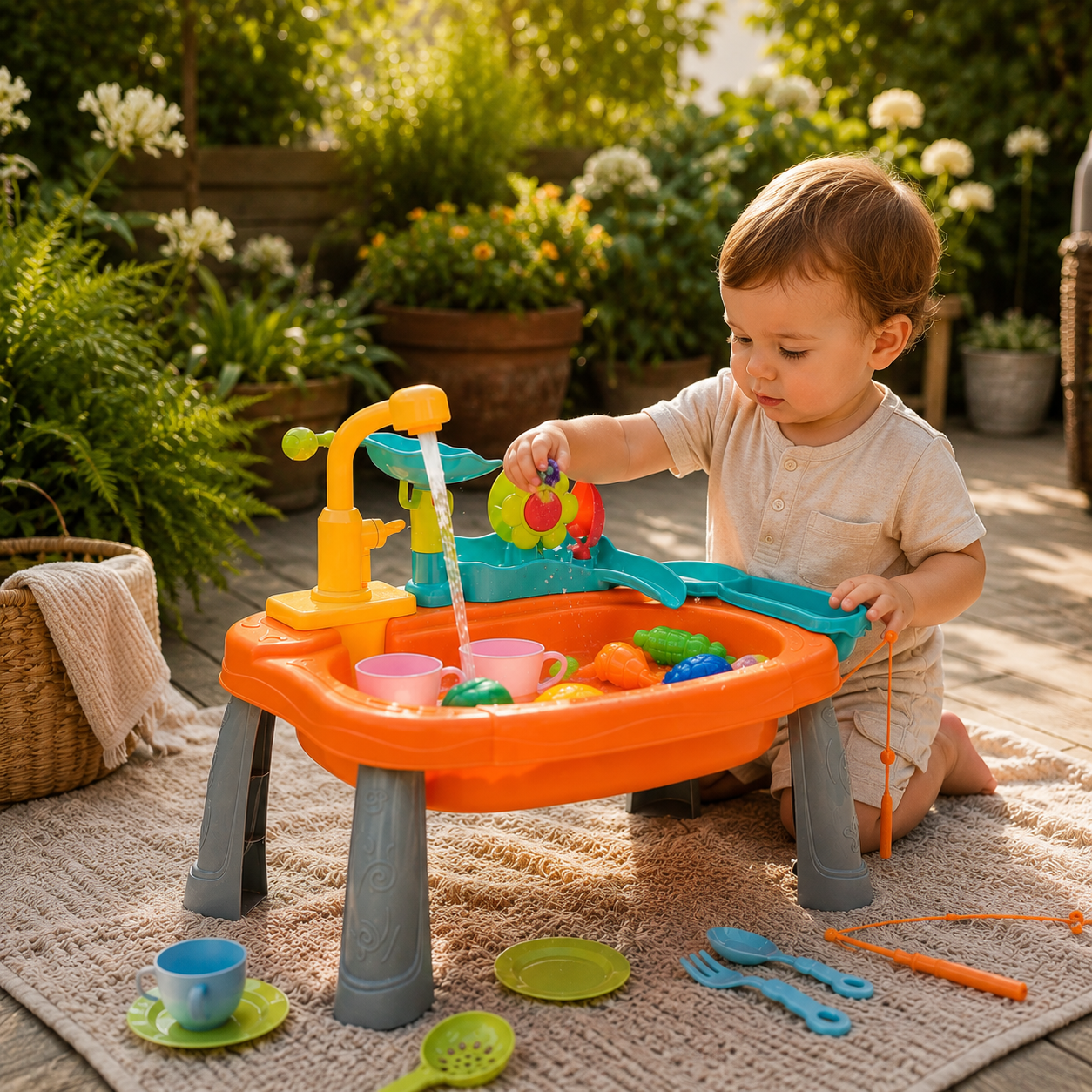 Kids Kitchen Sink Toy with Running Water – Electric Pretend Play Set