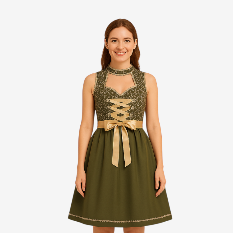 Bavarian Dirndl for Ladies with Laced Bodice and Apron