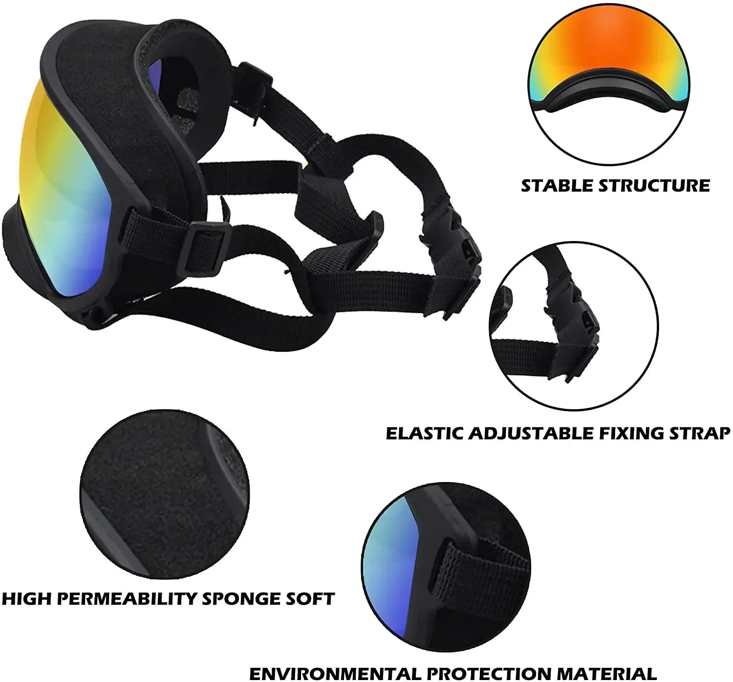 Lunettes de protection imperméables pour chien avec protection UV et sangles réglables