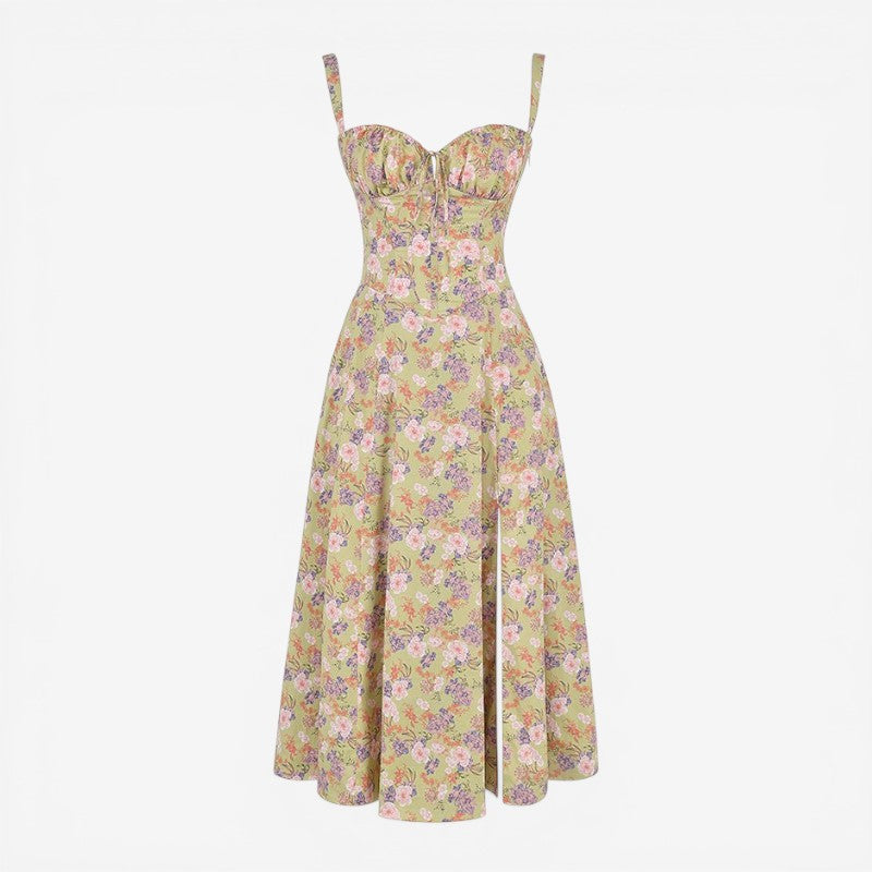 Robe midi sans manches à encolure carrée