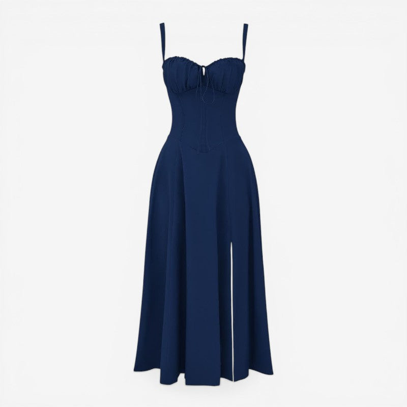 Robe midi sans manches à encolure carrée