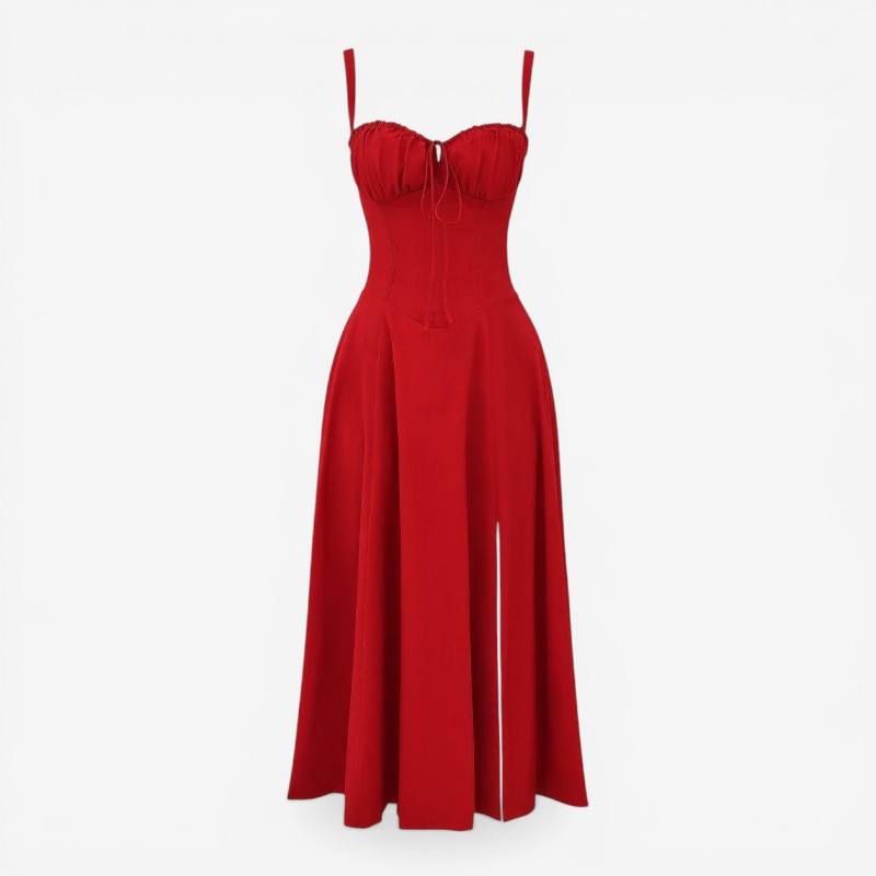Robe midi sans manches à encolure carrée