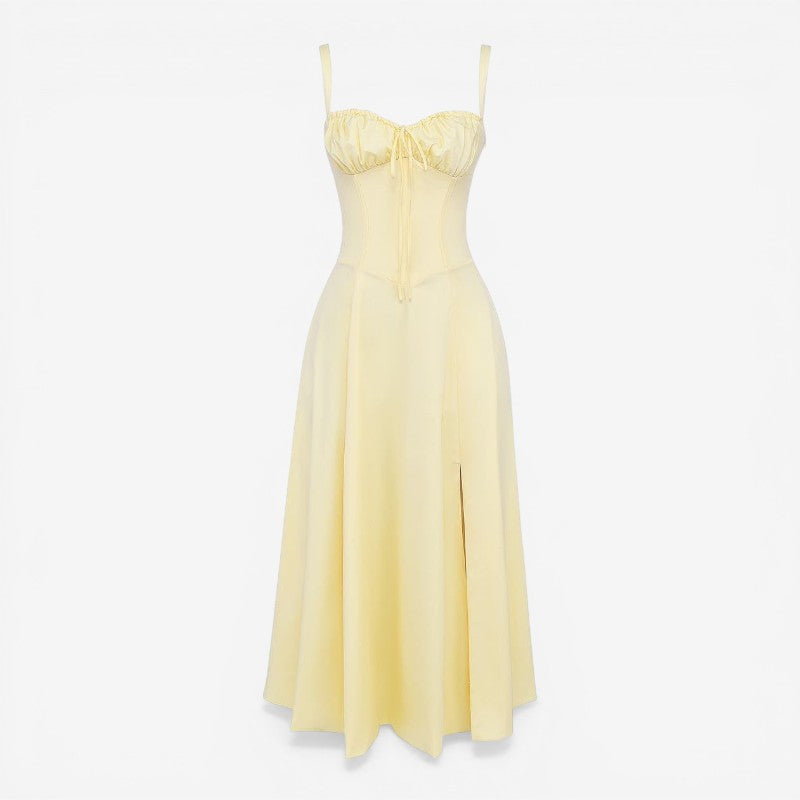Robe midi sans manches à encolure carrée