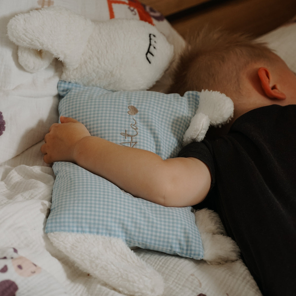 Personalised Sheep Soft Toy with Organic Cotton and Merino Wool