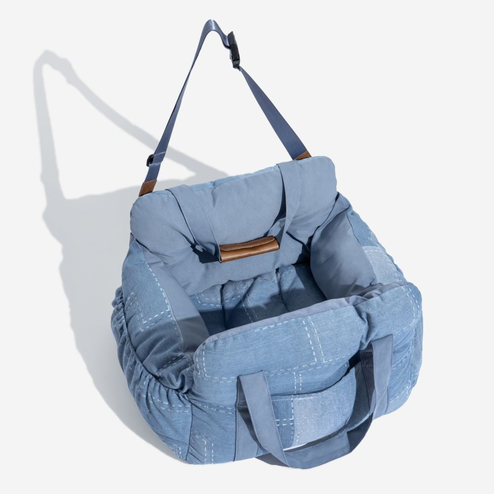 Lit de voyage et siège auto 3-en-1 pour chien avec sangle de transport