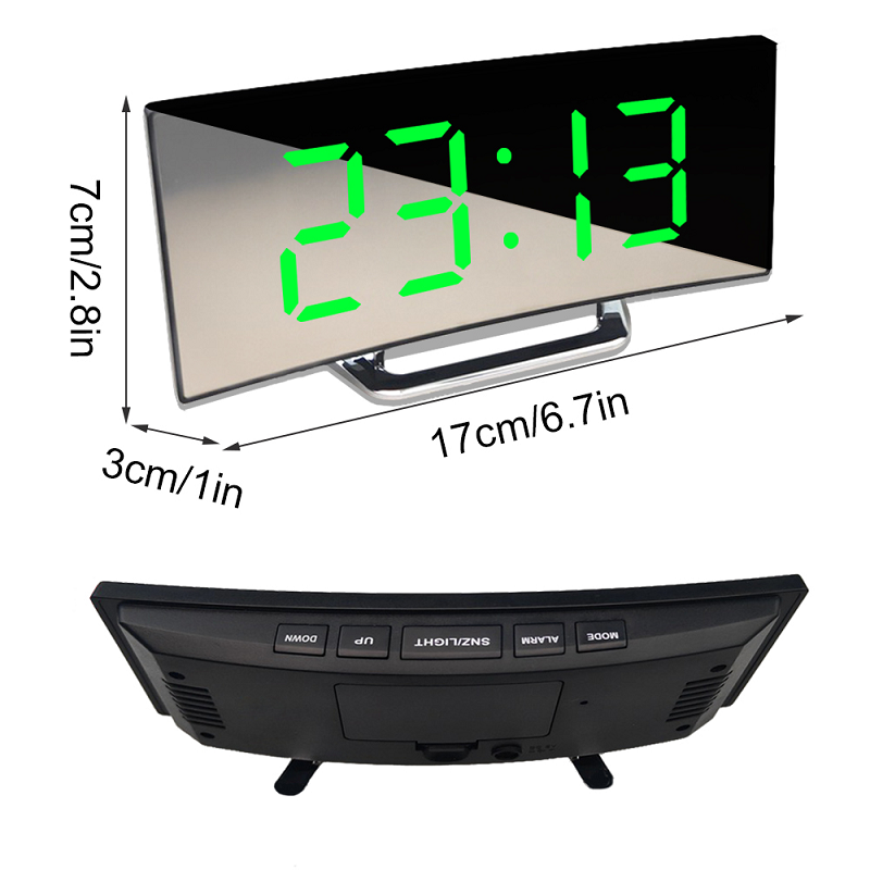 LED-Spiegelwecker mit automatischer Dimmung, Schlummerfunktion und Temperaturanzeige