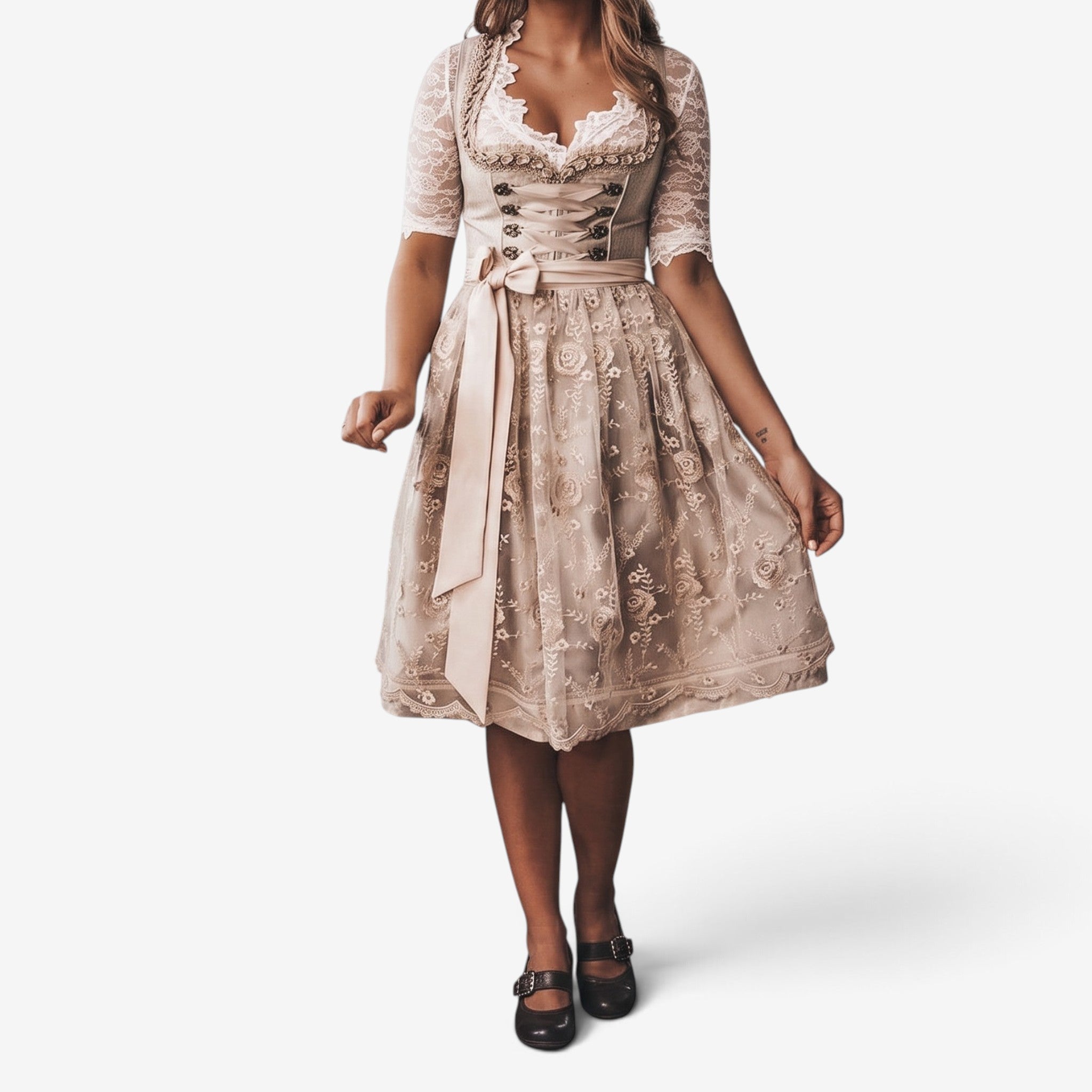 Oktoberfest-Kleid für Damen im eleganten Stil mit Gürtel
