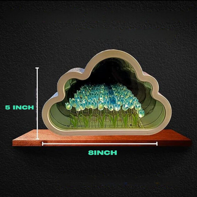 Lampe de table miroir infini LED design tulipe nuage - Décor floral moderne