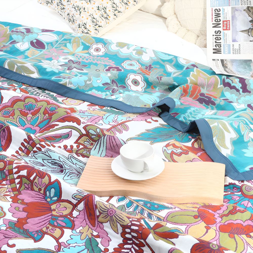 Plaid floral réversible pour décoration intérieure chaleureuse et confort