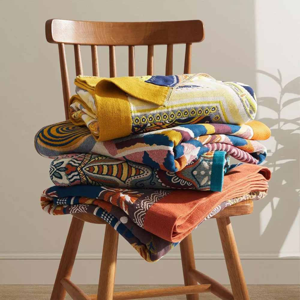 Plaid en coton doux Sunburst pour décoration intérieure chaleureuse