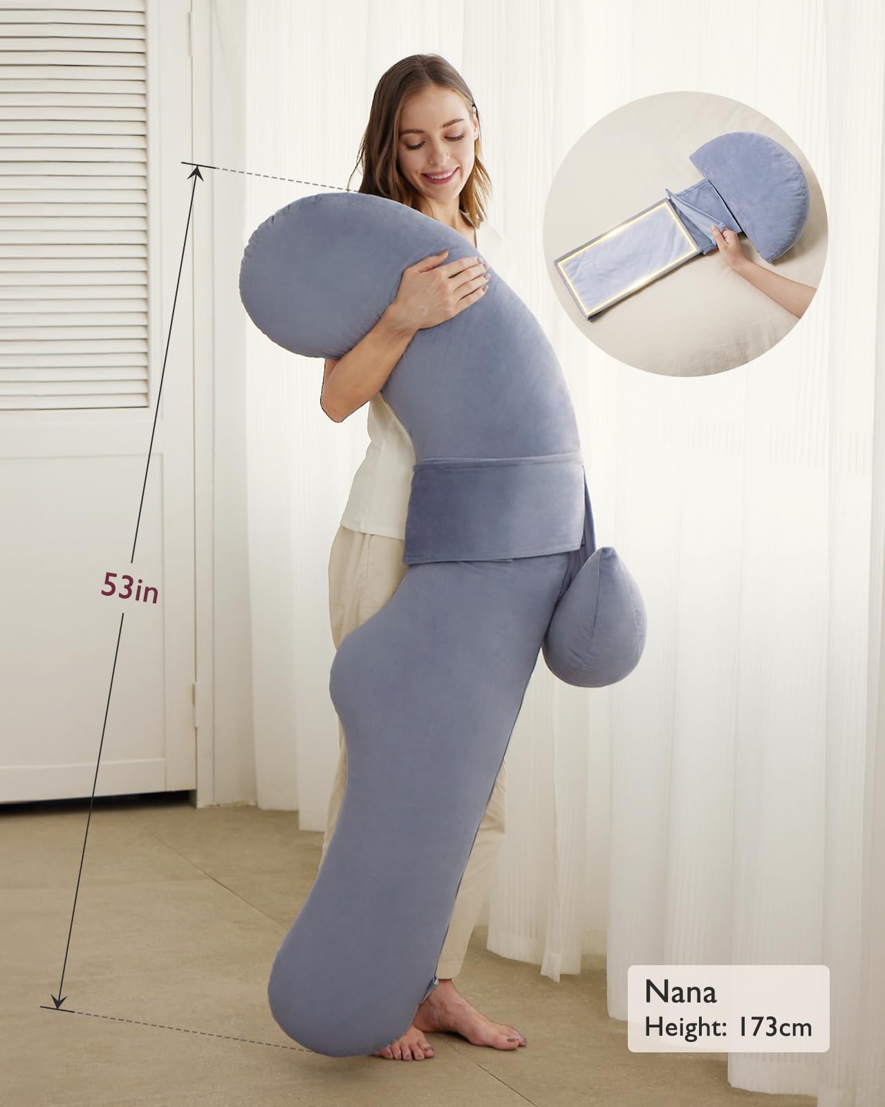 Coussin de grossesse réglable avec cale en coin pour confort et soutien maternité
