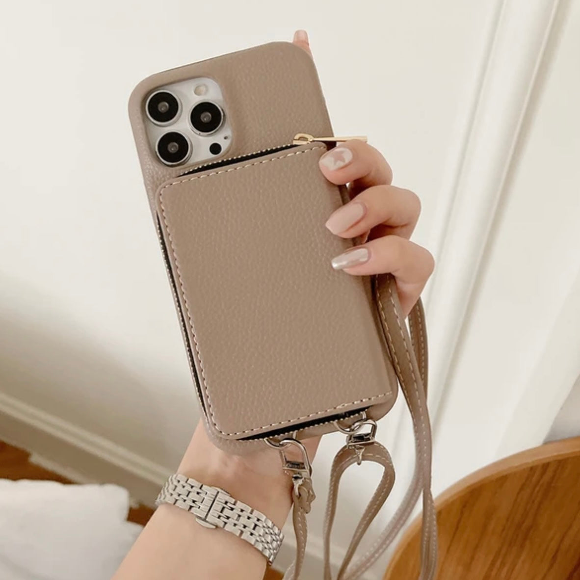 Crossbody-portemonneehoes voor telefoon - kaarthouder van imitatieleer met schouderriem