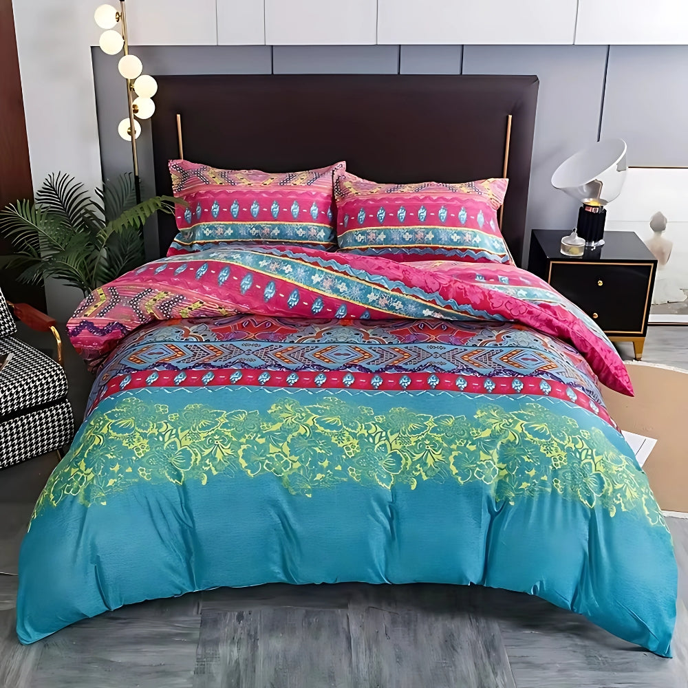 Ensemble de housse de couette à imprimé tribal bohème - Literie élégante pour la décoration intérieure