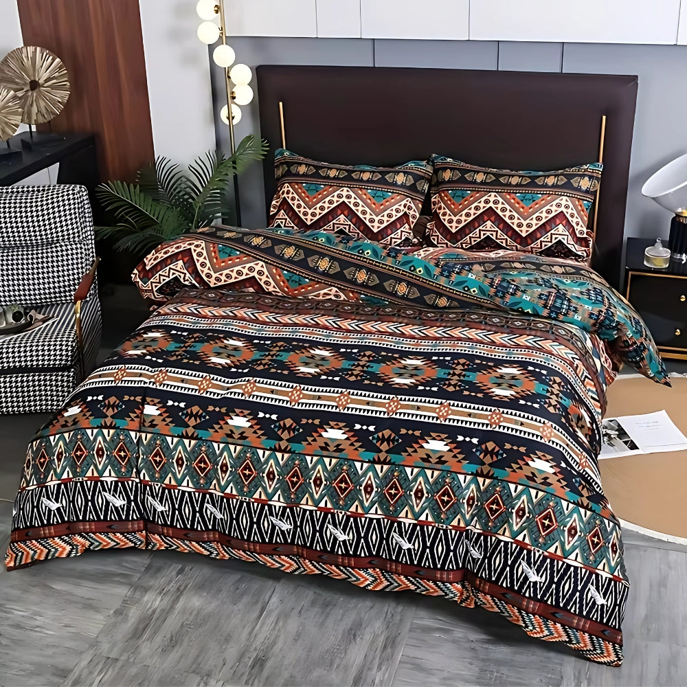 Ensemble de housse de couette à imprimé tribal bohème - Literie élégante pour la décoration intérieure
