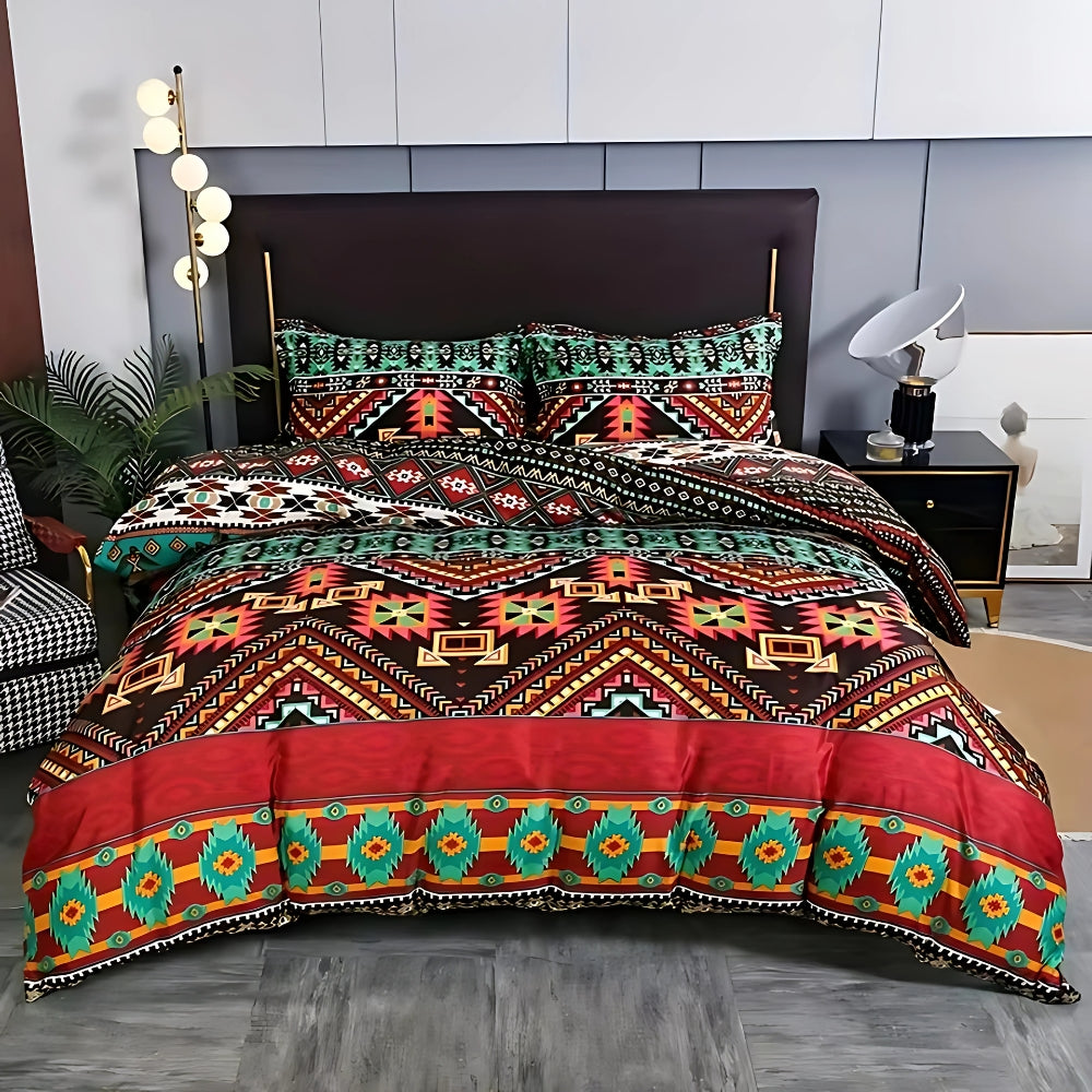 Ensemble de housse de couette à imprimé tribal bohème - Literie élégante pour la décoration intérieure