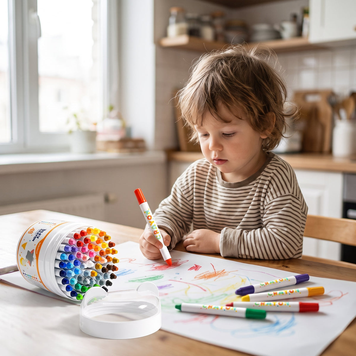 Kids' Washable Twist-Up Crayons with Storage Bucket