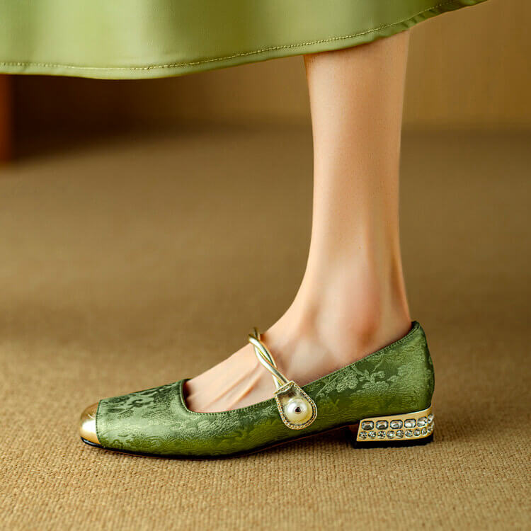 Ballerines en satin brodées pour femmes Lianhua