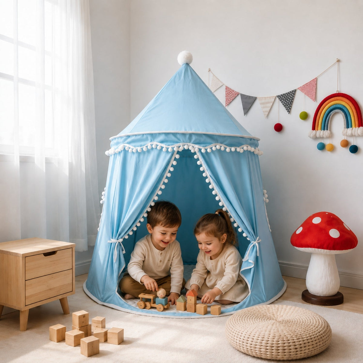 Kids' Indoor Princess Teepee Play Tent, 110 × 125 cm
