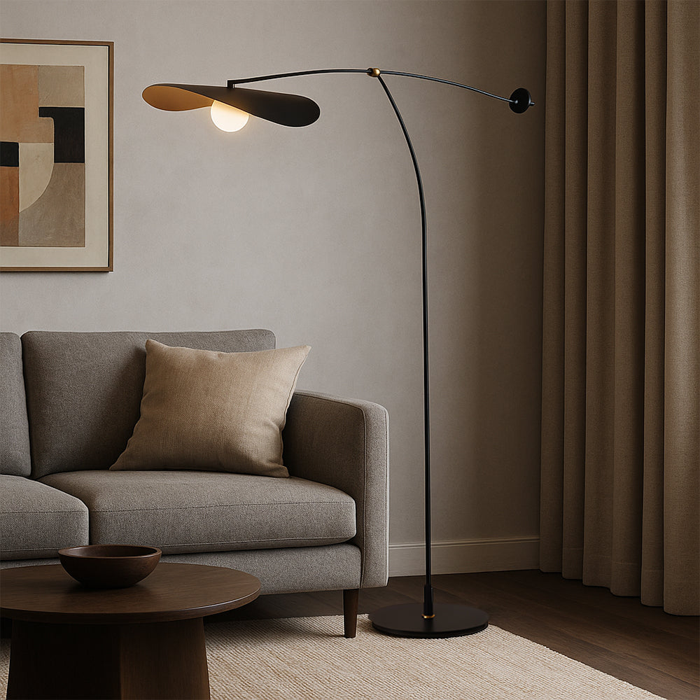 Lampadaire arc moderne réglable | Design métallique élégant pour salon