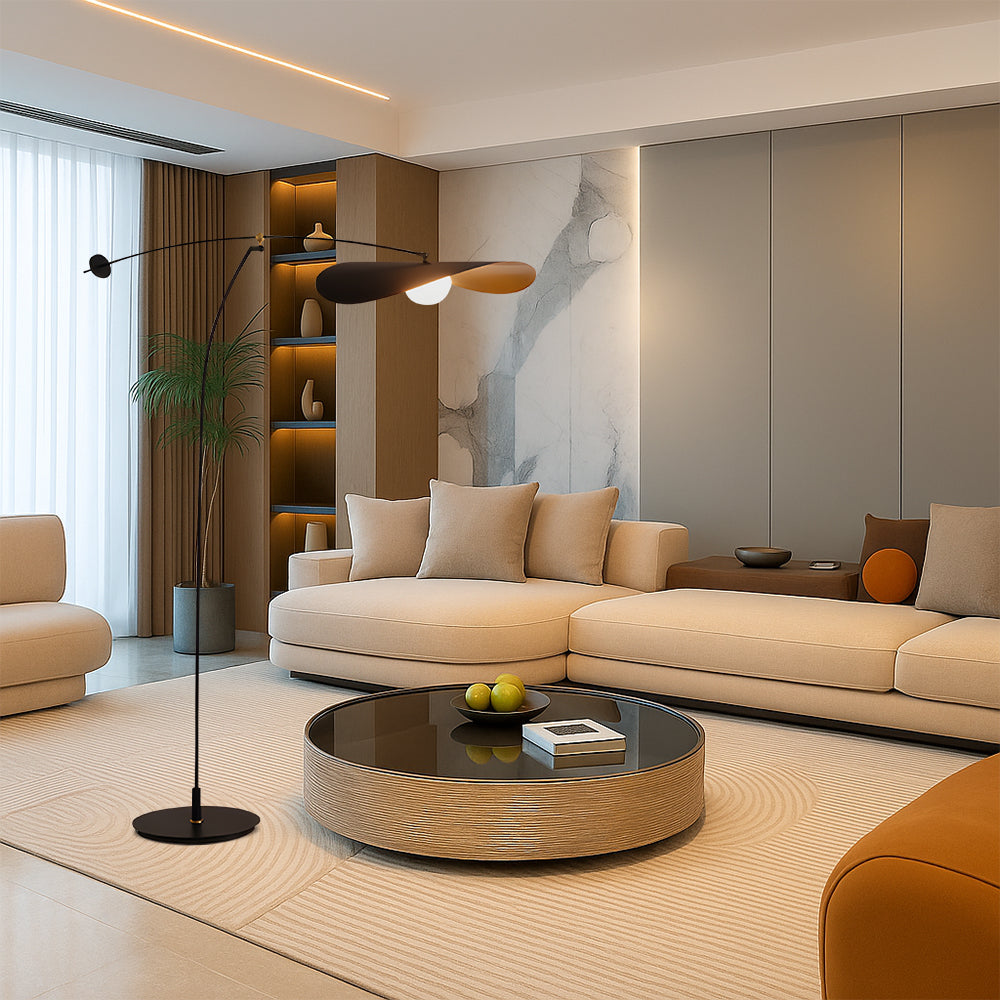 Lampadaire arc moderne réglable | Design métallique élégant pour salon