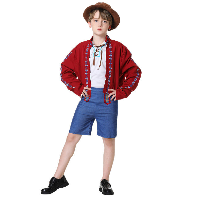 Tenue traditionnelle de style Trachten pour garçons avec chapeau