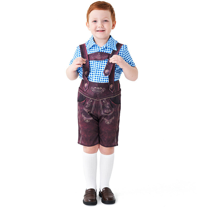 Traditional Lederhosen for Boys in Short Style with Embroidery