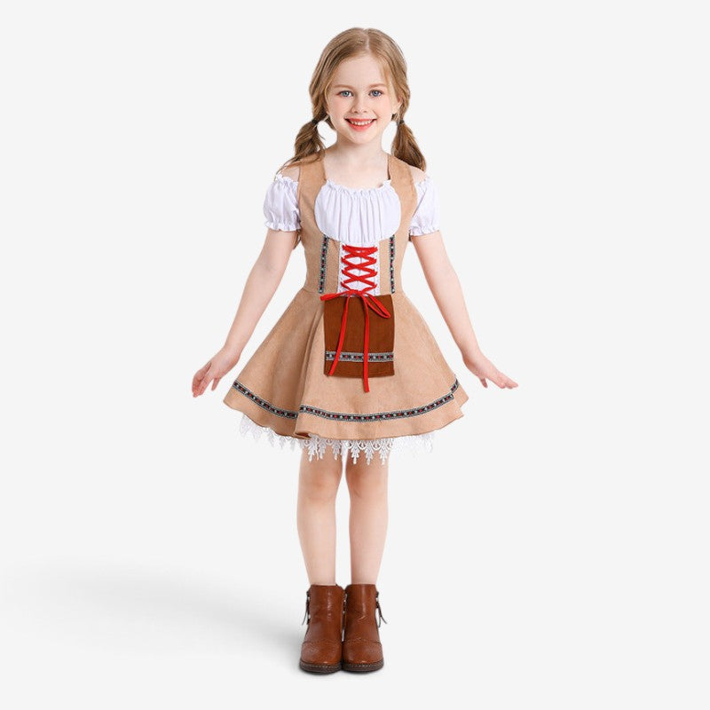 Traditionelles Kleid für Mädchen mit Korsettmieder und Spitzenunterrock