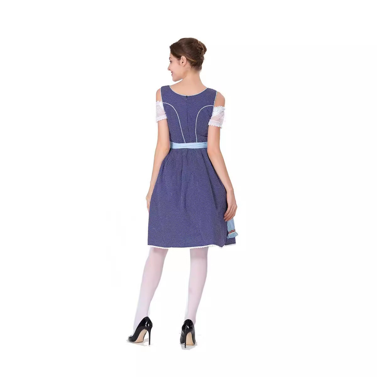 Robe dirndl pour femmes avec tablier et décolleté en cœur